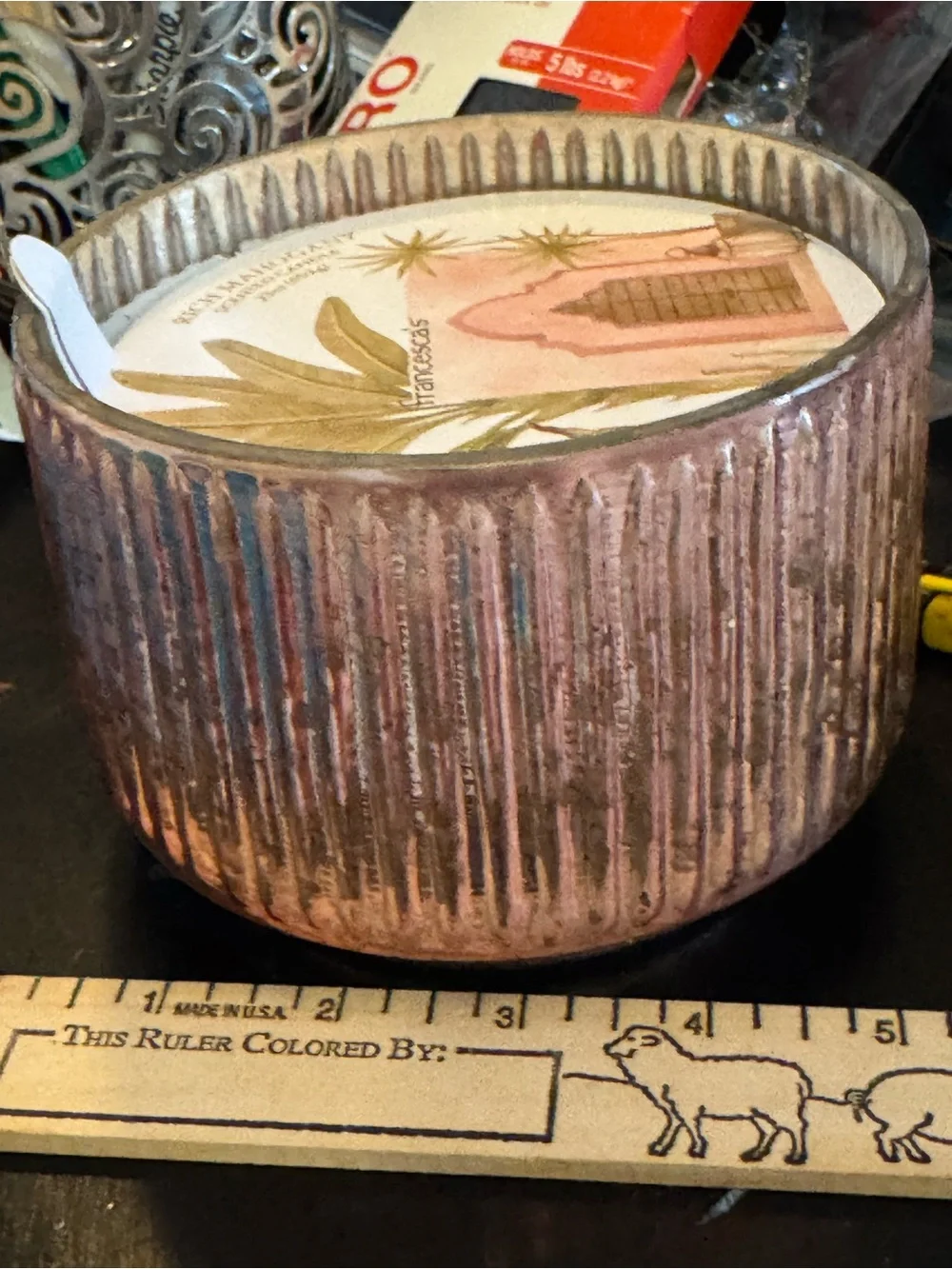 Pink Ribbed Glass Decorative Candle Set - Home Accents